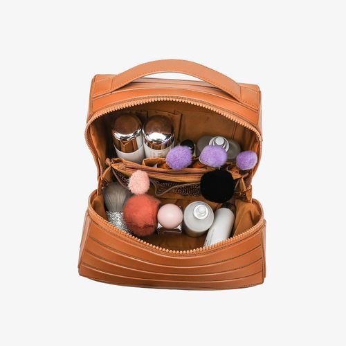 Pink Rhombus Zipper Makeup Bag Portable Cosmetics Organizer Travel Toiletry Bag