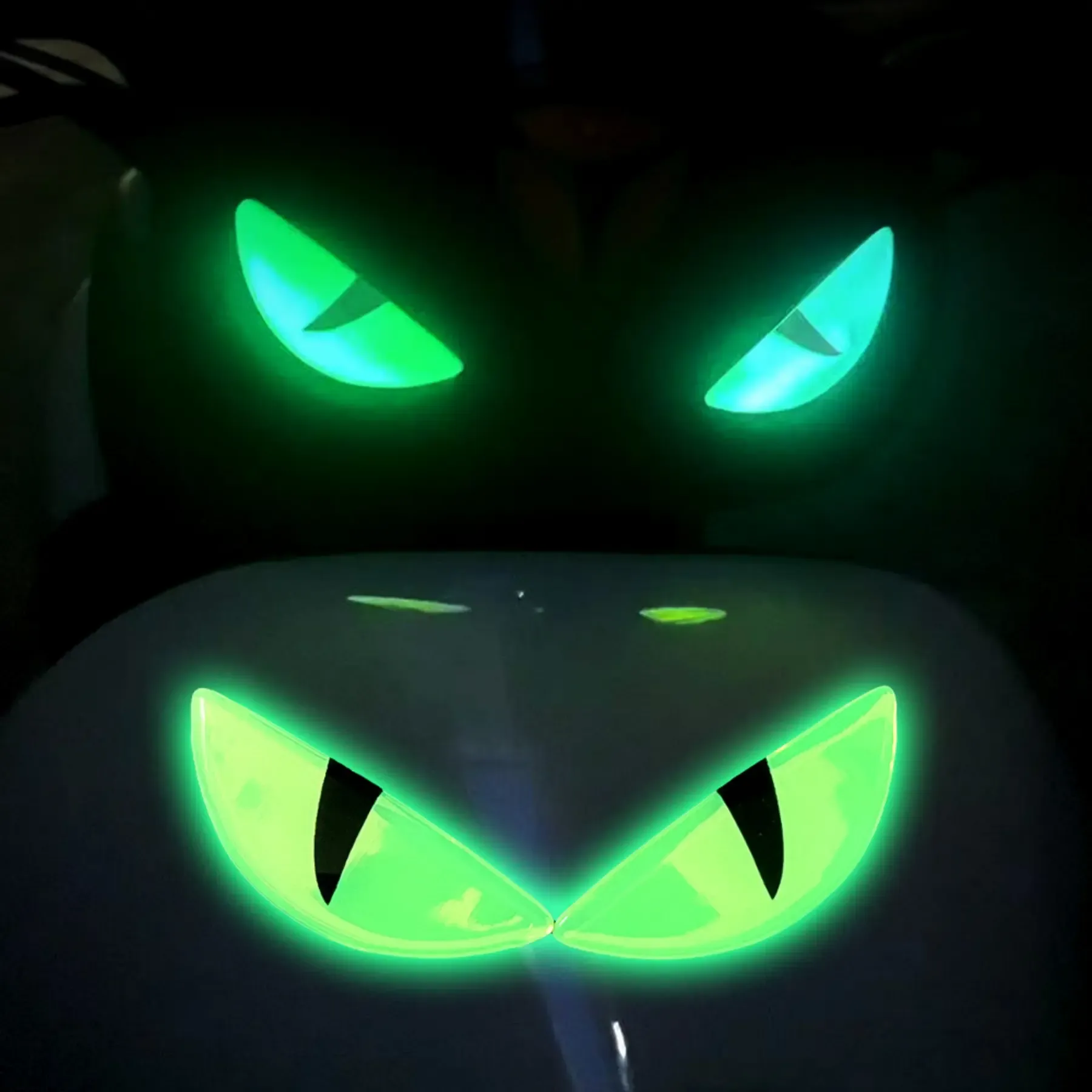 Stereo Devil Eye Glow Stickers, Universal for Electric Vehicles & Helmets Decoration, Buy 1 Get 2 Free, Available in 3 Colors (Blue, Red, Black Eyes)