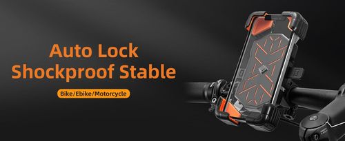 Black Bike Phone Mount, One-Hand Operation 1S Quick Release, Four-Corner Shockproof Phone Holder for Bicycle,Ebike,Motorcycle