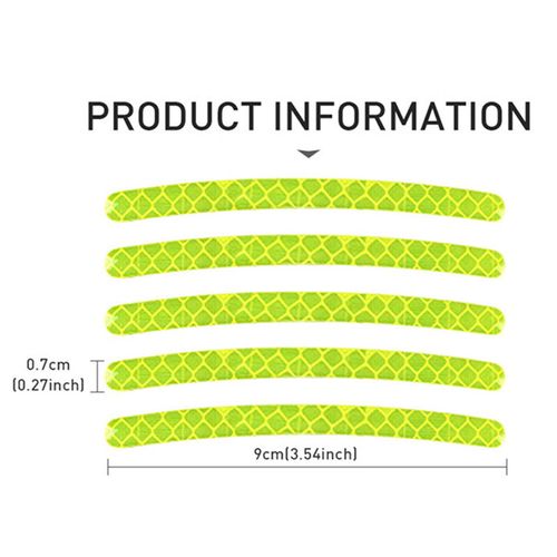 Reflective Wheel Hub Stickers, Universal Night Safety Warning Decals for Cars, Bikes, Motorcycles & Electric Vehicles, Tire Rim Decorative Strip (Fluorescent Green)