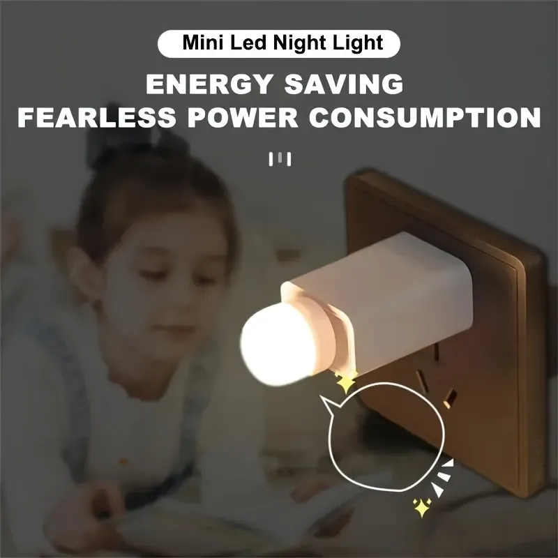 Mini USB LED Night Light (White Light) – Plug & Play, Energy Saving（10PCS）