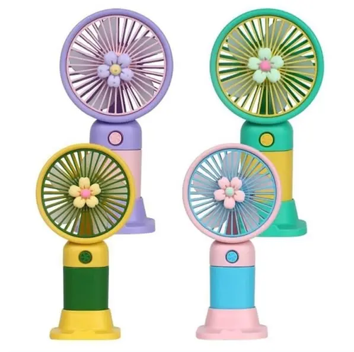 Cute Flower Mini Handheld Fan, USB Rechargeable Portable Personal Cooling Fan for Travel, Office, Dorm（Blue）