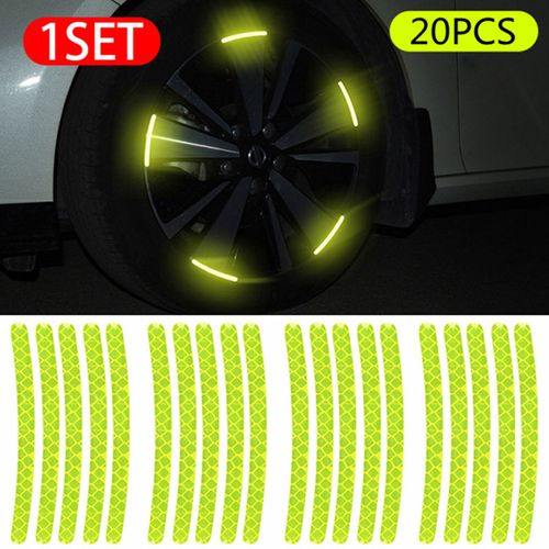 Reflective Wheel Hub Stickers, Universal Night Safety Warning Decals for Cars, Bikes, Motorcycles & Electric Vehicles, Tire Rim Decorative Strip (Fluorescent Green)