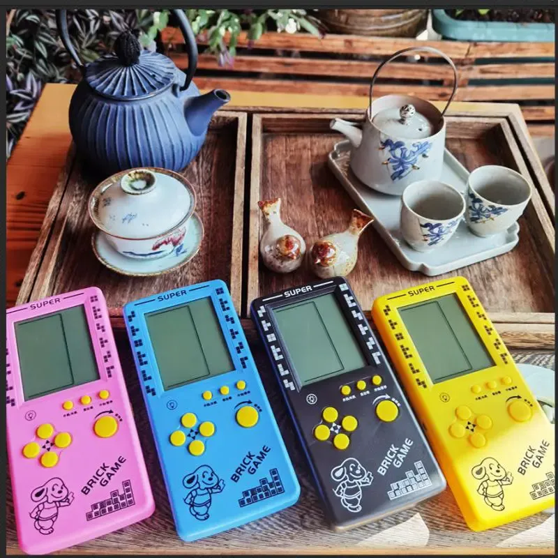 Portable Retro Tetris Game Console with 4.1-inch Eye-Friendly Screen – 23+26 Game Modes for Kids & Adults（Blue）