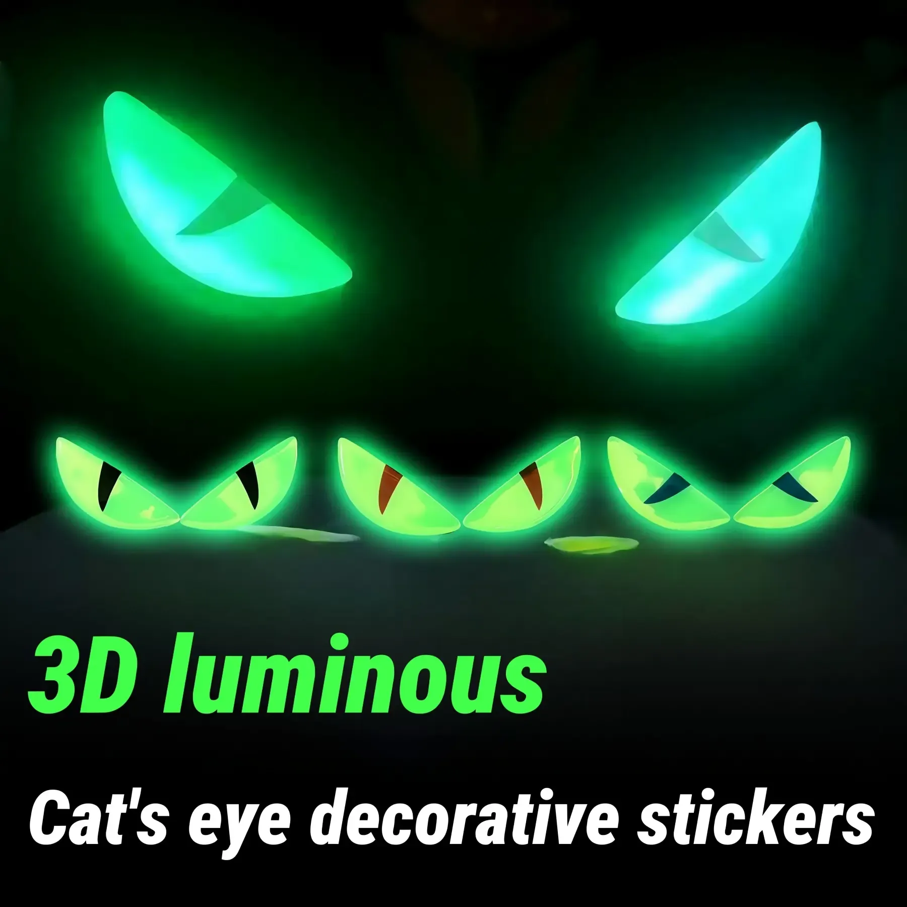 Stereo Devil Eye Glow Stickers, Universal for Electric Vehicles & Helmets Decoration, Buy 1 Get 2 Free, Available in 3 Colors (Blue, Red, Black Eyes)