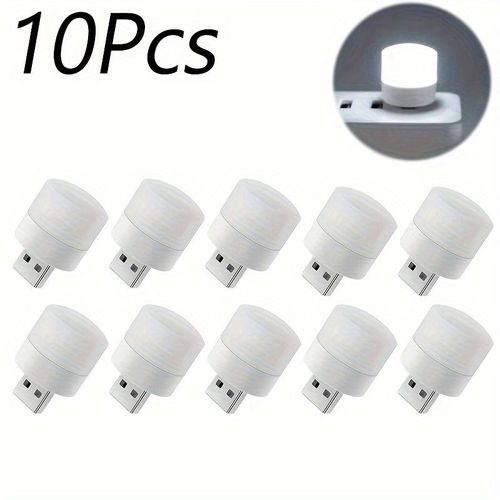 Mini USB LED Night Light (White Light) – Plug & Play, Energy Saving（10PCS）