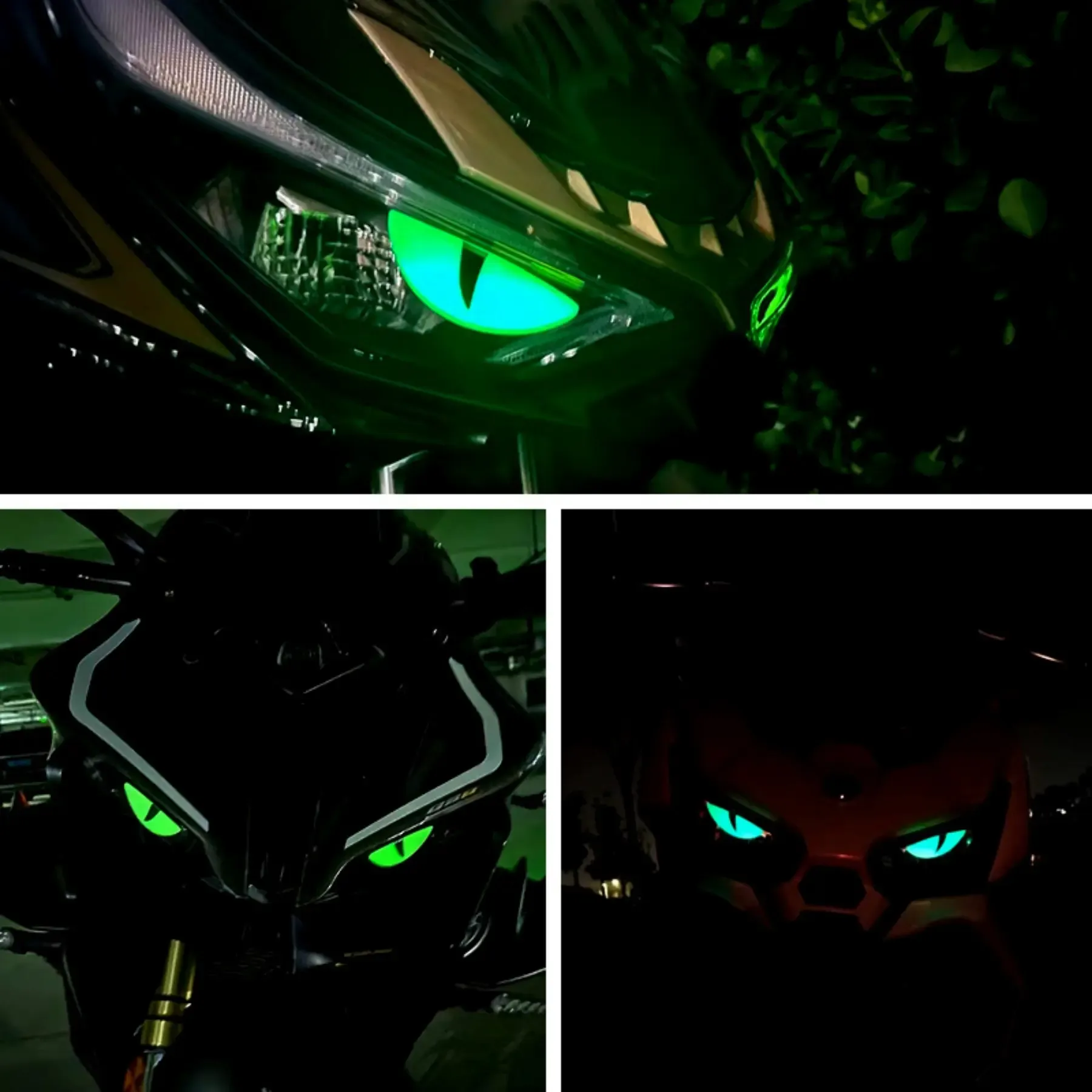 Stereo Devil Eye Glow Stickers, Universal for Electric Vehicles & Helmets Decoration, Buy 1 Get 2 Free, Available in 3 Colors (Blue, Red, Black Eyes)