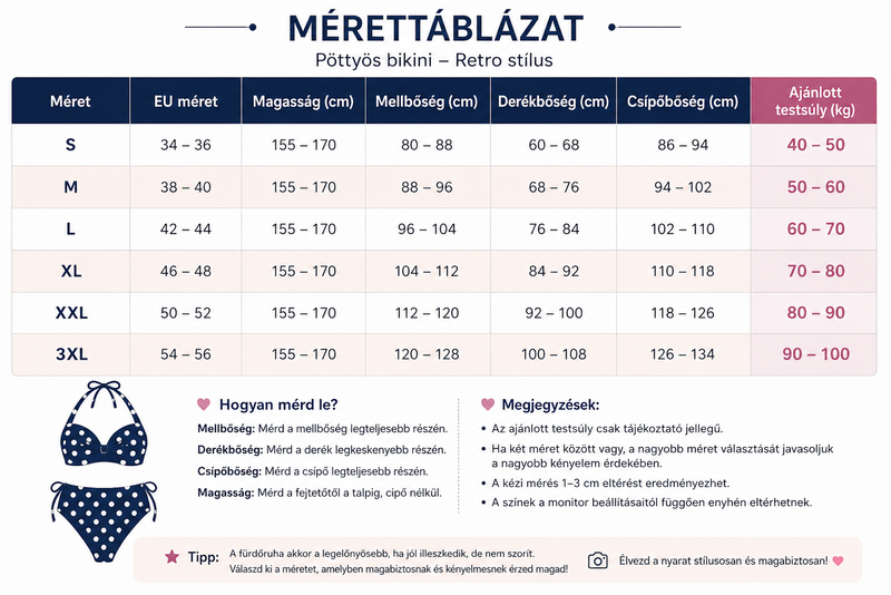 👙 Pöttyös Bikini (S-3XL)– Retró Stílus | Raktáron