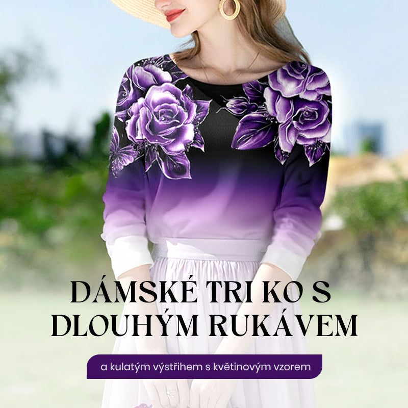 🌺Virágmintás felső hosszú ujjal és kerek nyakkivágással