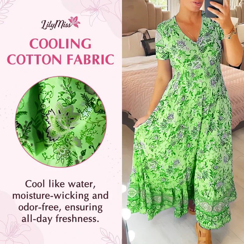 👗 Virágmintás ruha hegyes nyakkivágással