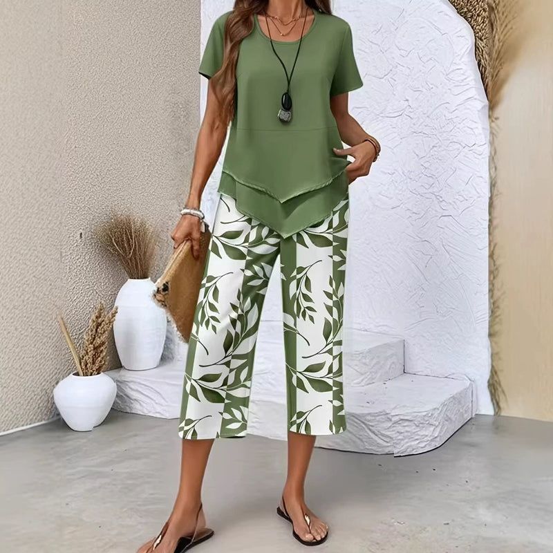 ✨👗Női kétrészes szett: tunika és mintás nadrág