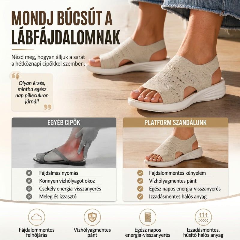 👠☁️ Női, lélegző kötött anyagból készült platform szandál (EU 36-43) ✨