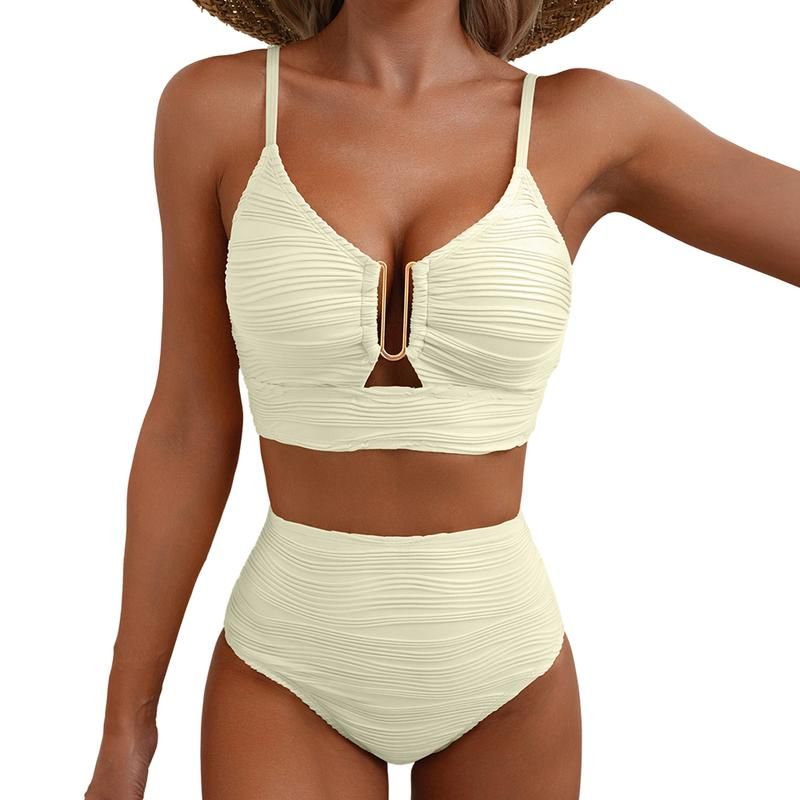 🔥 S-2XL 👙🌞 Női fürdőruha magas derékkal és szegélyekkel ✨