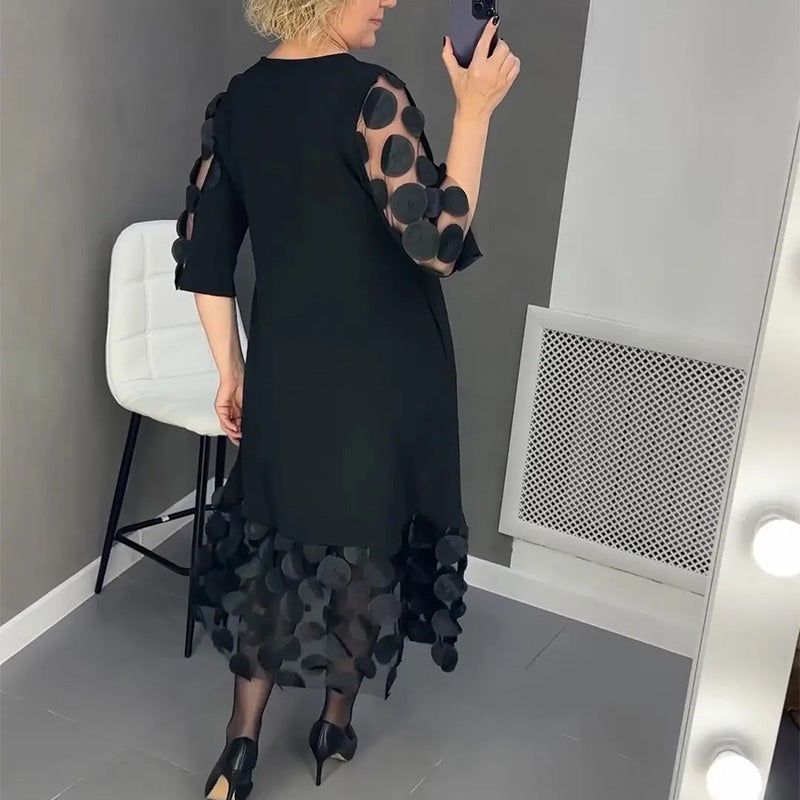 Plus Size Pöttyös Bővített Ruha