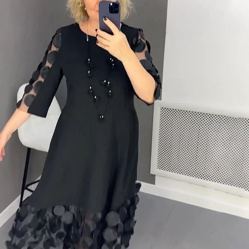 Plus Size Pöttyös Bővített Ruha