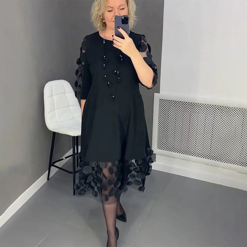 Plus Size Pöttyös Bővített Ruha
