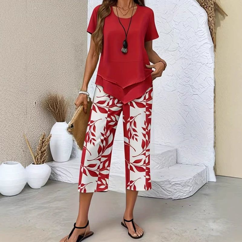 ✨👗Női kétrészes szett: tunika és mintás nadrág