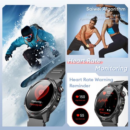 Smart Watch for Men (AnswerMake Calls) with LED Flashlight, 1.43 HD Screen Outdoor Waterproof Smartwatch, 100+ Sport Modes, Heart RateSpO2Sleep Monitor Fitness Tracker for Android iOS, Khaki