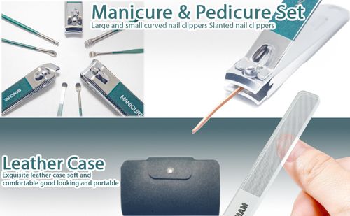 Nail Clippers Kit and Ear Wax Removal Kit, Portable Nail Care Kit, Toenail Clippers for Thick Nails, Nail Clippers Set Travel Dark Green