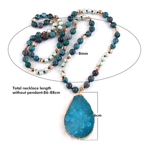 Boho Necklaces for WomenMen Trendy,323536 Inch Natural Stone Beaded Long Pendant Necklaces for Womens,Handmade Bohemian Fashion Chakra Chunky Statement Charm Necklace Jewelry Gift