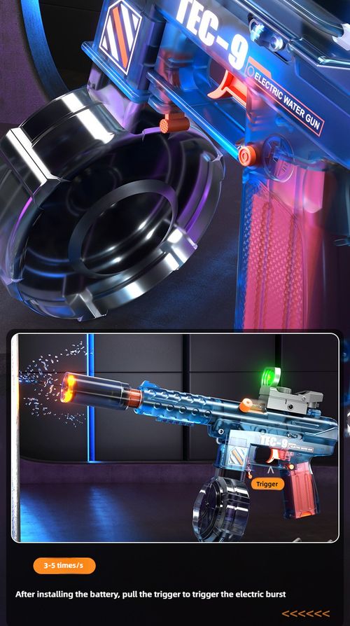 TEC9 Electric Water Gun Toy for Kids Simulated Flame Automatic Continuous Water Pistol Children Summer Outdoor Shooting Game Toy