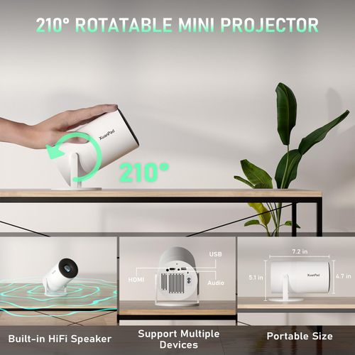 Netflix Officially  Electric Focus Projector with WiFi and Bluetooth, XuanPad Full HD 1080P Portable Projector, 210 Rotatable Stand, Auto Keystone, Dust Removal and Heat Dissipation Design