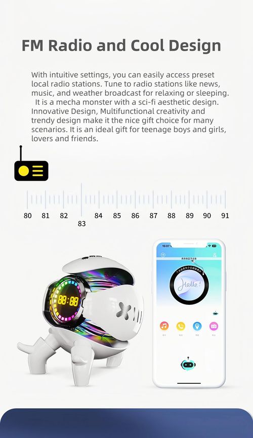 Bluetooth Speaker Alarm Clock with FM Radio, RGB Ambient Lights, TWS Pairing, Support TF CardAUXUSB Playing, Rechargeable Wireless Party Speaker for Home, Outdoor, Travel and Camping (White)
