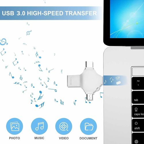 USB C Flash Drive PhotoStick 128GB 4 in 1 - Memory Stick USB 3.0 High Speed Thumb Drives Portable Mini Jump Drive Storage Device External Storage Compatible with SmartphoneLaptopPCAndroidiOS