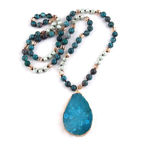 Boho Necklaces for WomenMen Trendy,323536 Inch Natural Stone Beaded Long Pendant Necklaces for Womens,Handmade Bohemian Fashion Chakra Chunky Statement Charm Necklace Jewelry Gift