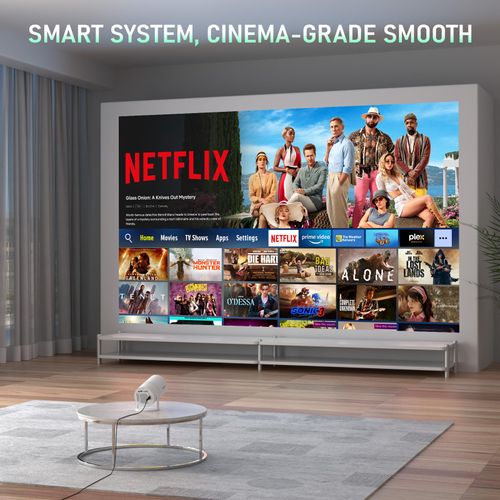 Netflix Officially  Electric Focus Projector with WiFi and Bluetooth, XuanPad Full HD 1080P Portable Projector, 210 Rotatable Stand, Auto Keystone, Dust Removal and Heat Dissipation Design
