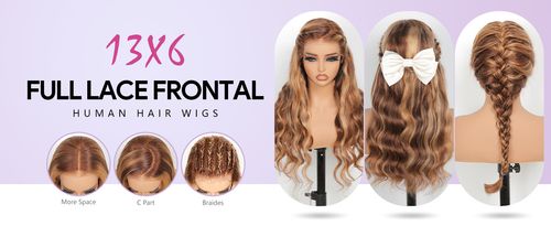 210 Density 13x6 Highlight Ombre Full Lace Frontal Wigs Human Hair 12A Body Wave Brazilian Human Hair Pre Plucked 427 Honey Blonde HD Glueless Transparent Lace with Baby Hair 22 Inch