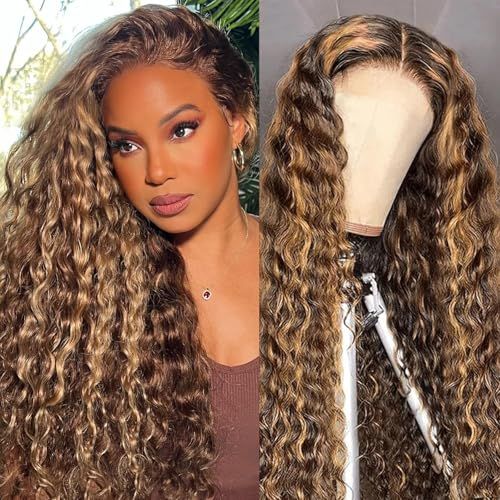 210 Density 13x6 Highlight Ombre Full Lace Frontal Wigs Human Hair 12A Body Wave Brazilian Human Hair Pre Plucked 427 Honey Blonde HD Glueless Transparent Lace with Baby Hair 22 Inch