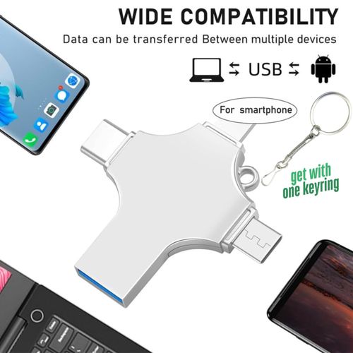 USB C Flash Drive PhotoStick 128GB 4 in 1 - Memory Stick USB 3.0 High Speed Thumb Drives Portable Mini Jump Drive Storage Device External Storage Compatible with SmartphoneLaptopPCAndroidiOS