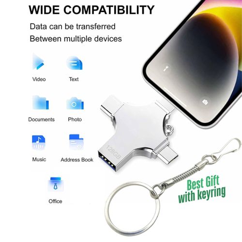USB C Flash Drive PhotoStick 128GB 4 in 1 - Memory Stick USB 3.0 High Speed Thumb Drives Portable Mini Jump Drive Storage Device External Storage Compatible with SmartphoneLaptopPCAndroidiOS