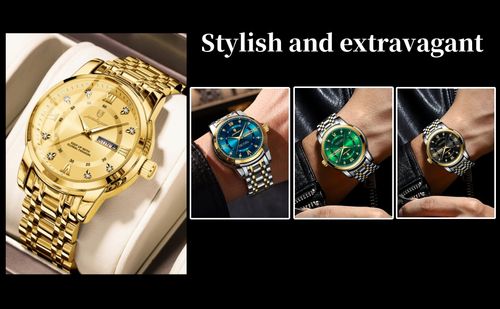 Watch for Man Elegant Date Week Waterproof Luminous Chronograph Men Watch Quartz Stainless Steel Sports Men's Quartz Watches