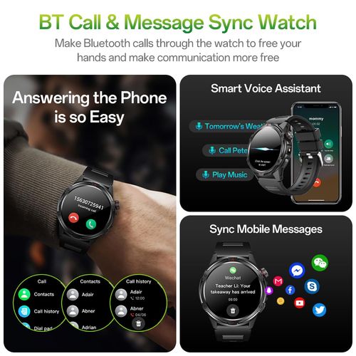 Smart Watch for Men (AnswerMake Calls) with LED Flashlight, 1.43 HD Screen Outdoor Waterproof Smartwatch, 100+ Sport Modes, Heart RateSpO2Sleep Monitor Fitness Tracker for Android iOS, Khaki