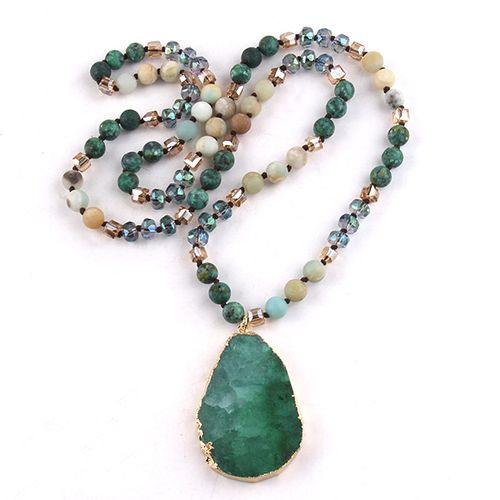 Boho Necklaces for WomenMen Trendy,323536 Inch Natural Stone Beaded Long Pendant Necklaces for Womens,Handmade Bohemian Fashion Chakra Chunky Statement Charm Necklace Jewelry Gift