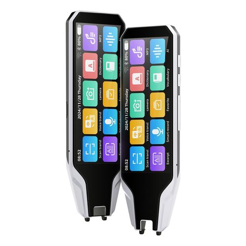 Reading Pen Translator Scanner 142 Languges Voice Photo Translate Device, Real Time Offline Scan Translation Reader, 3.69 inches Screen HD Sound Long Battery Life for Students Adults White