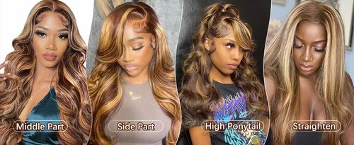 210 Density 13x6 Highlight Ombre Full Lace Frontal Wigs Human Hair 12A Body Wave Brazilian Human Hair Pre Plucked 427 Honey Blonde HD Glueless Transparent Lace with Baby Hair 22 Inch