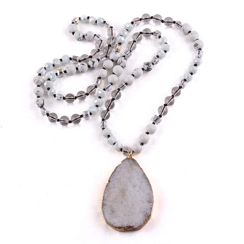 Boho Necklaces for WomenMen Trendy,323536 Inch Natural Stone Beaded Long Pendant Necklaces for Womens,Handmade Bohemian Fashion Chakra Chunky Statement Charm Necklace Jewelry Gift