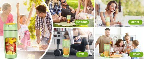 Portable Blender Cup 600ml - Large Capacity Travel Mug for Shakes, Smoothies & Juices | USB Rechargeable Personal Blender with Multi-Blade Tech & High-Power Motor (White)