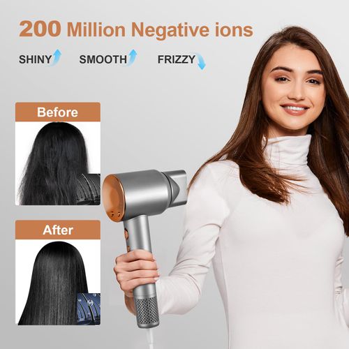 Hair Dryer, Professional High-Speed Blow Dryer 200 Millions Negative Ionic Care Hair Dryer for Fast Drying, Low Noise Thermo-Control Hairdryer with Magnetic Nozzle,Travel Use