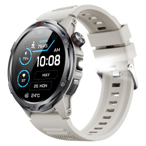 Smart Watch for Men (AnswerMake Calls) with LED Flashlight, 1.43 HD Screen Outdoor Waterproof Smartwatch, 100+ Sport Modes, Heart RateSpO2Sleep Monitor Fitness Tracker for Android iOS, Khaki