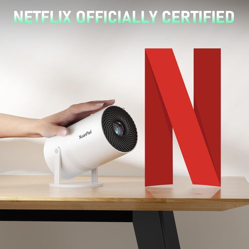 Netflix Officially  Electric Focus Projector with WiFi and Bluetooth, XuanPad Full HD 1080P Portable Projector, 210 Rotatable Stand, Auto Keystone, Dust Removal and Heat Dissipation Design