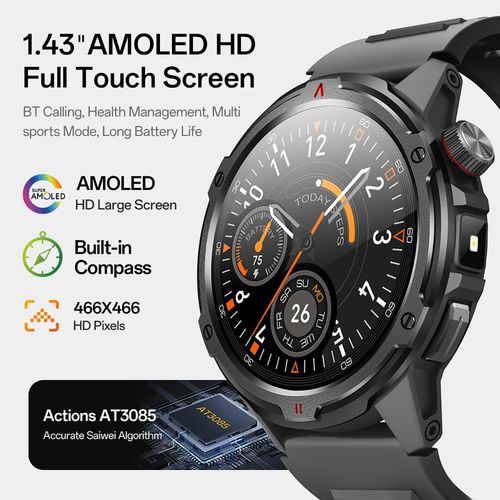 Smart Watch for Men (AnswerMake Calls) with LED Flashlight, 1.43 HD Screen Outdoor Waterproof Smartwatch, 100+ Sport Modes, Heart RateSpO2Sleep Monitor Fitness Tracker for Android iOS, Khaki