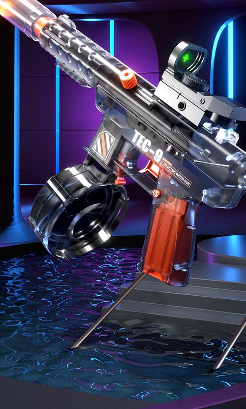 TEC9 Electric Water Gun Toy for Kids Simulated Flame Automatic Continuous Water Pistol Children Summer Outdoor Shooting Game Toy