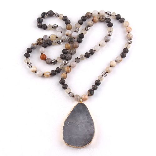 Boho Necklaces for WomenMen Trendy,323536 Inch Natural Stone Beaded Long Pendant Necklaces for Womens,Handmade Bohemian Fashion Chakra Chunky Statement Charm Necklace Jewelry Gift