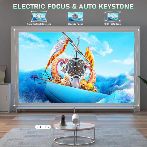 Netflix Officially  Electric Focus Projector with WiFi and Bluetooth, XuanPad Full HD 1080P Portable Projector, 210 Rotatable Stand, Auto Keystone, Dust Removal and Heat Dissipation Design