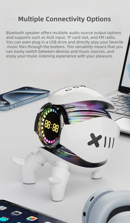 Bluetooth Speaker Alarm Clock with FM Radio, RGB Ambient Lights, TWS Pairing, Support TF CardAUXUSB Playing, Rechargeable Wireless Party Speaker for Home, Outdoor, Travel and Camping (White)