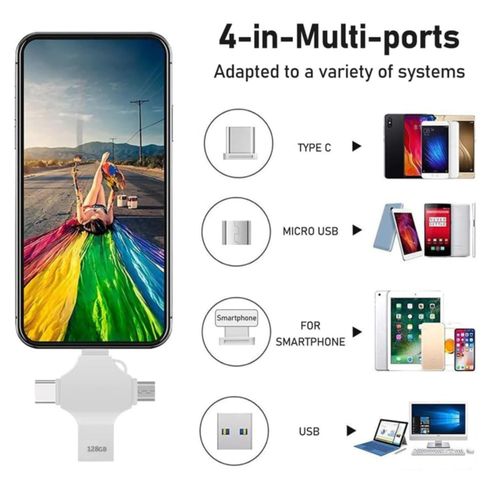 USB C Flash Drive PhotoStick 128GB 4 in 1 - Memory Stick USB 3.0 High Speed Thumb Drives Portable Mini Jump Drive Storage Device External Storage Compatible with SmartphoneLaptopPCAndroidiOS